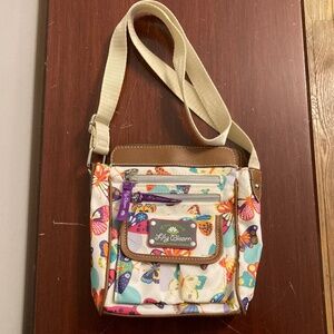 Lily Bloom Canvas Butterfly Crossbody Bag, NWOT